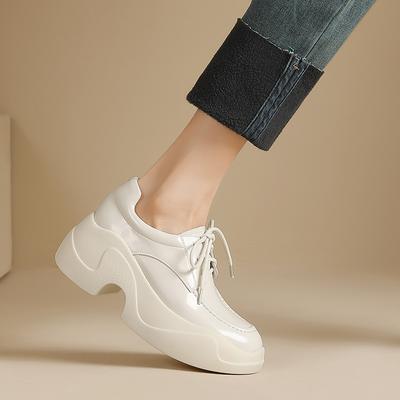 Весенние новые модные женские туфли из натуральной кожи на толстом каблуке на платформе со шнуровкой женская обувь весенние оксфорды обувь ручной работы