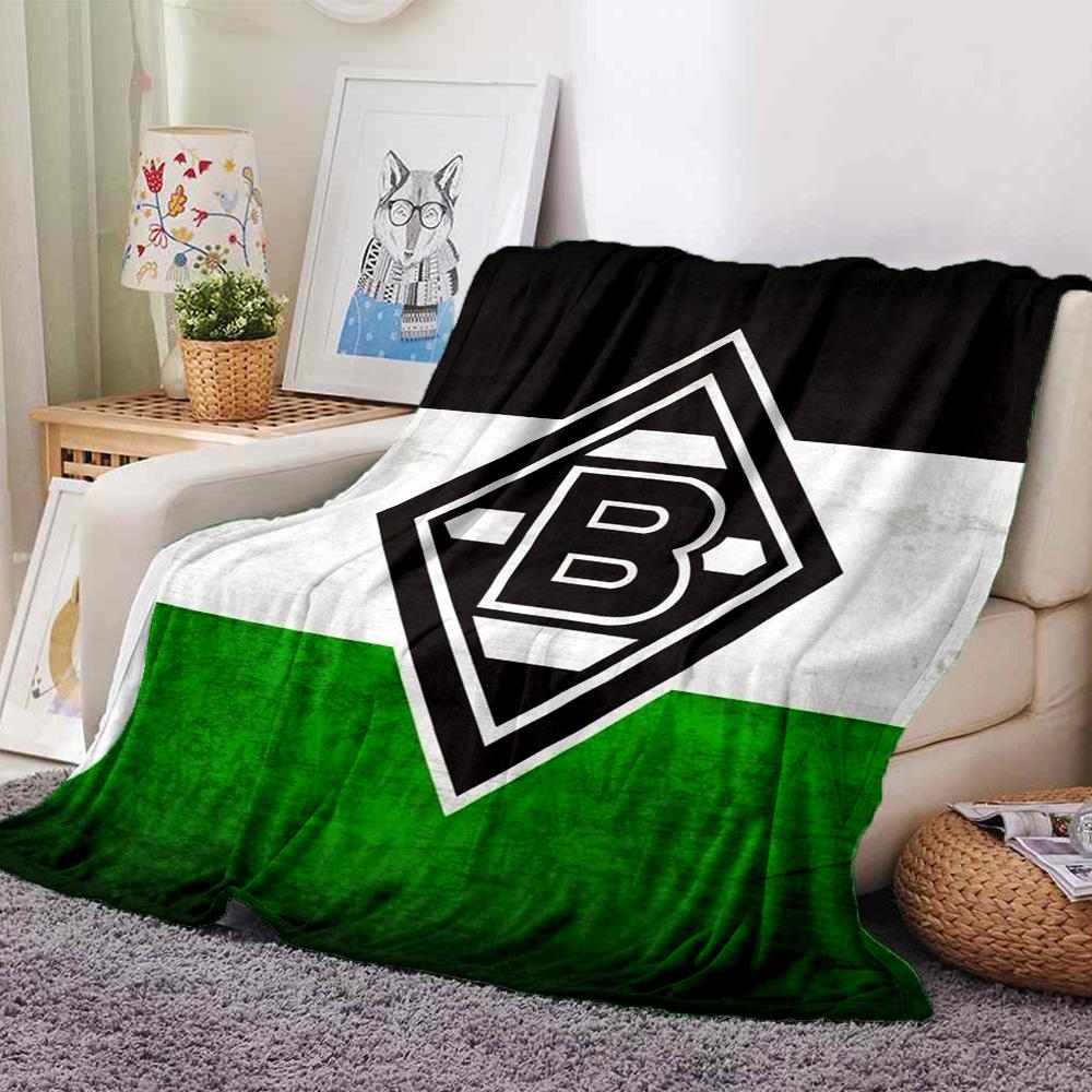 Borussia Team Logo Flag Style Print Fleece Blanket Soccer Fan Soft Warm Throw Blanket for Sofa Couch Bedroom Home Decor Gift