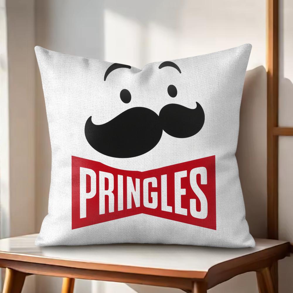 Classic PPringles Cushion Cover Natural Linen Organic Fabric DoubleSided Printing Couch Pillow Covers Home Decor
