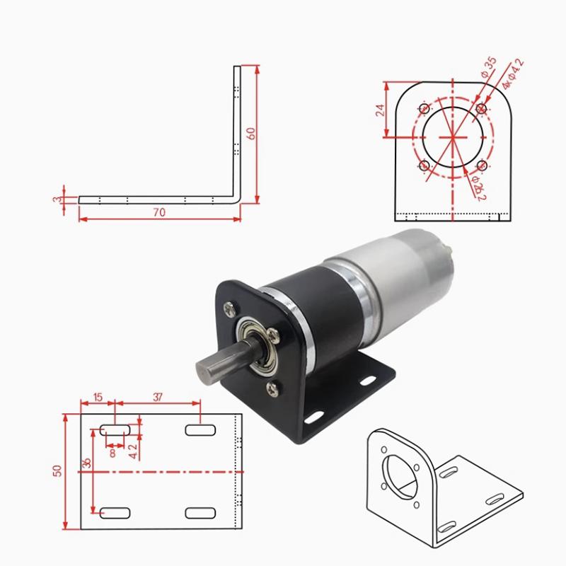 Max 200KG 42GP-775 Metal Planetary Geared DC Motor 12V~24V/1351RPM~7RPM High Torque and Forward/Reverse PWM Speed Regulation