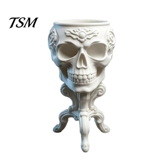 Succulents Plants Container Mini Gothic Skull Planter Pot, 3D Printed Creepy Flowerpot, Halloween Party Decoration Container, Desk for Small