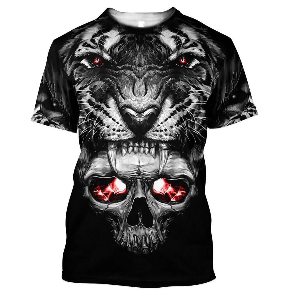Мужские футболки с 3D принтом Reaper Skull Angel And Demon, летняя мода, рубашки с короткими рукавами в стиле Харадзюку, топы унисекс, футболки