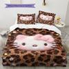 Постельное белье с розовым узором Hello Kitty, Комплект с одеялом, Пододеяльник, Наволочка, Домашний подарок на день рождения(1 пододеяльник + 2 наволочки, без наполнителя)