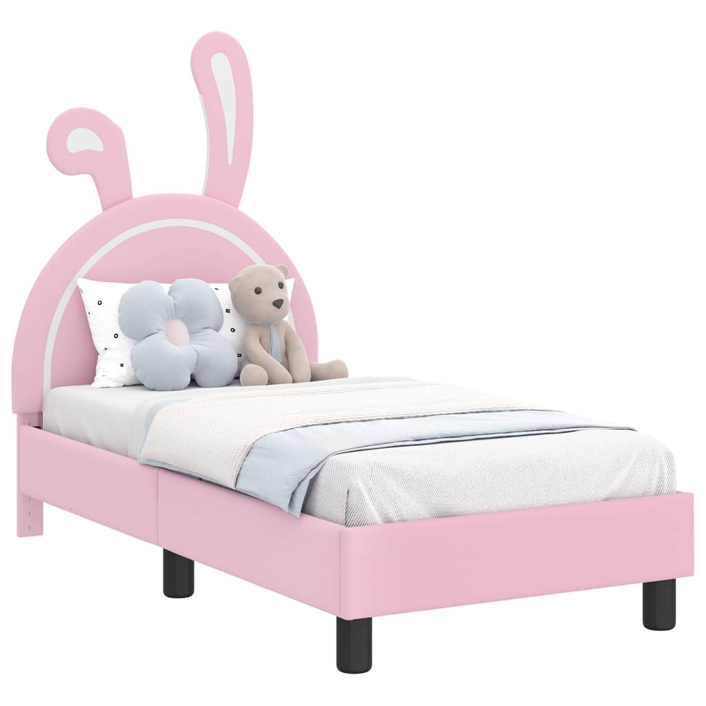 Children s Bed Frame with Headboard Pink 70 x 140 cm PU