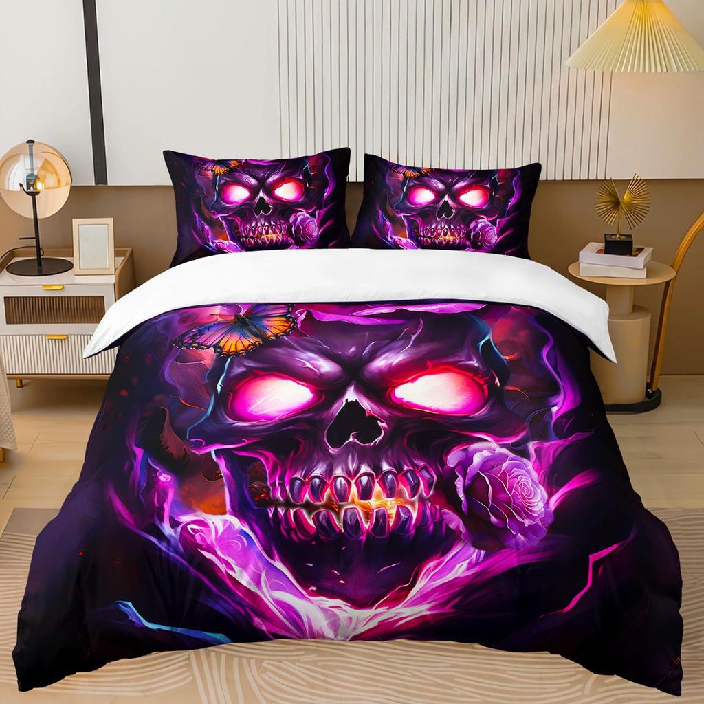 Fire Eagle Skull Three-Piece Quilt Cover 3D Digital Printing Bedding Set Bed Cover