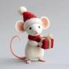 Yousheng Handcrafted Felt Christmas Mouse Figurine Santa Hat Mice Ornament Simulation Rat Statue Animal Sculpture Home Office Desktop Decoration