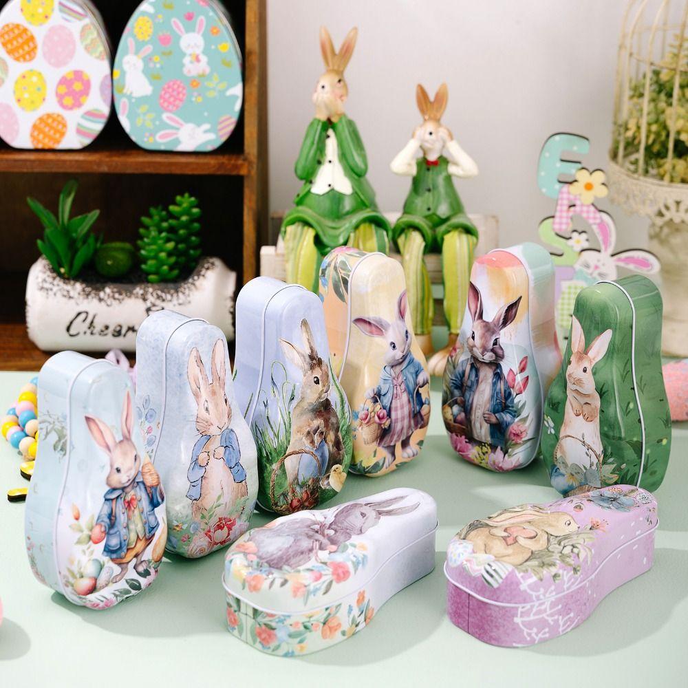 Cartoon Easter Egg Tinplate Case Creative Easter Egg Tin Box Tinplate Candy Box Cookie Container