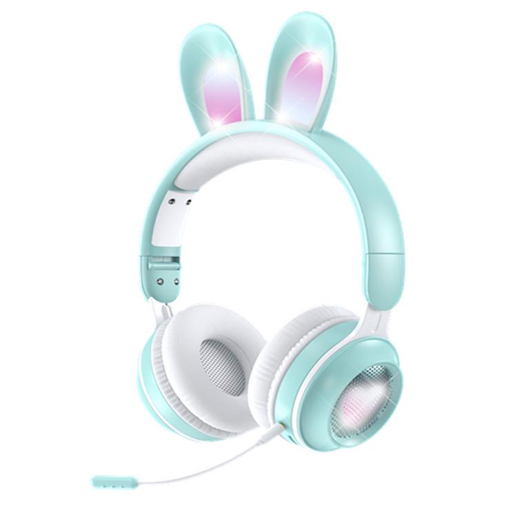 KE-11 Светящиеся наушники-кролики Bluetooth - Беспроводные, Складные, Накладные с разъемом для карты.