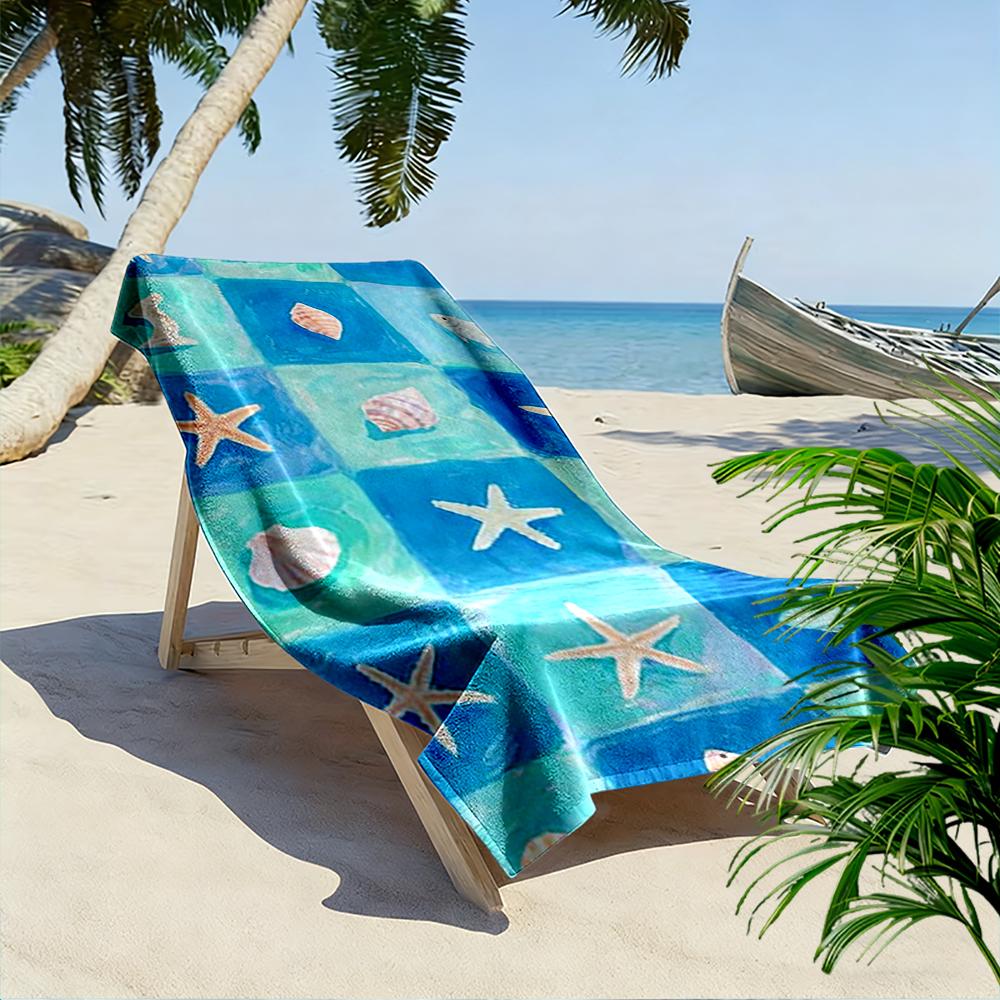 Seashells and Starfish Ocean Design Beach towel quick-drying for travel outdoor sports jogging beach and swimming