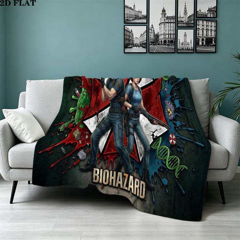 1PC Resident Evil Patterned Flannel Blanket Suitable For All Seasons For Home Decor Warmth And Comfort Gifts Holiday Present