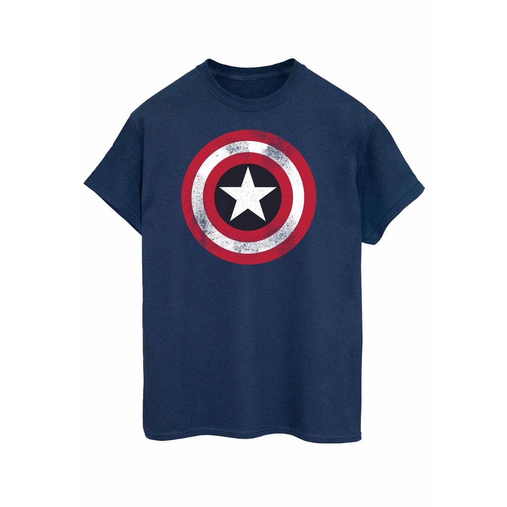 Marvel Womens/Ladies Captain America Distressed Shield Cotton Boyfriend T-Shirt