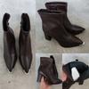 Бренд Pu Черные Ботильоны Осень Французский Ретро Острый Носок Высокий Каблук Челси Ботинки Металлическая Отделка Дизайнерские Короткие Ботильоны