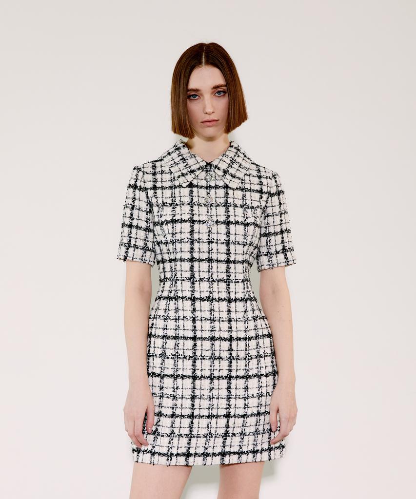 Chaenyuyog Detatchable Collar Dress [Black Check]