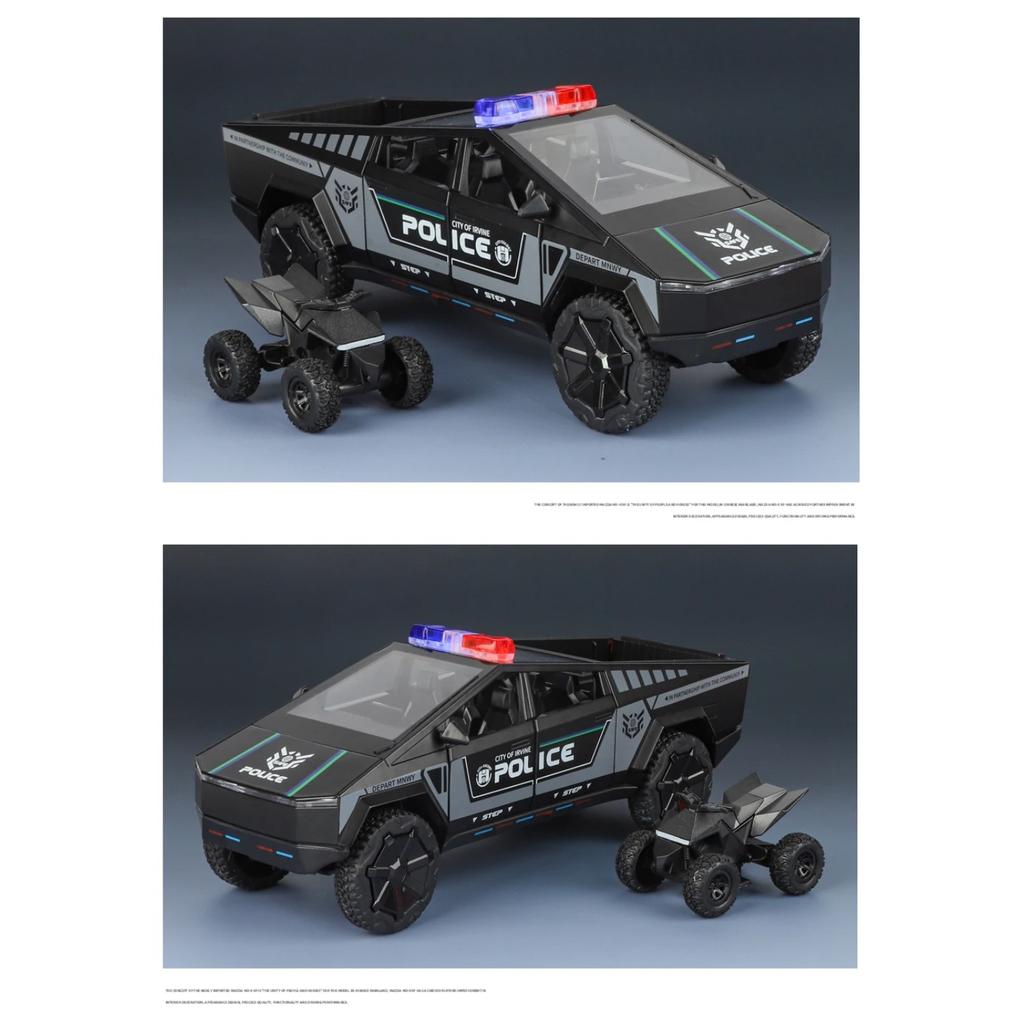 1/24 Полицейский Cybertruck Tesla Внедорожник Сплав Металл Литая Модель Автомобиля Коллекции для улицы Классическая Модная Игрушка Украшения Валюнтин Дети