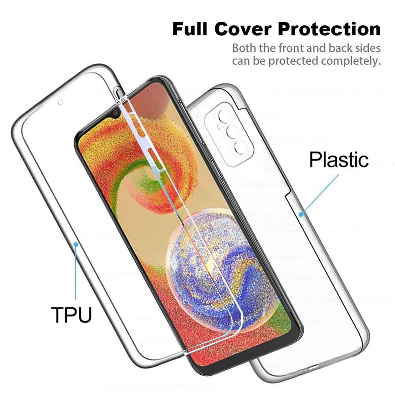 Phone Case For Samsung A14 5G Cover 360 Double PC+Silicone Transparent Cases For Samsung Galaxy A14 A 14 5G galaxyA14 Full Body TPU+PC Case