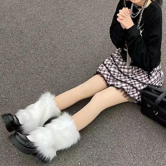 Yousheng Fuzzy Leg Warmers Women Knee Length Faux Fur Leg Warmers Winter Long Boots Shoes Cuff Cover for Girls Street Party Daily Wear