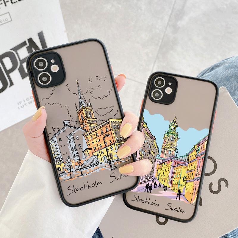 Travelling world travel Street painting Phone Case For Iphone 15 14 13 11 12 Pro Max 7 8 PLUS SE2 X XS XR Hard Matte Back Cover