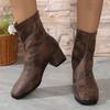 New Hot Selling Versatile Ankle Women's Boots Elegant Modern Solid Color Square Toe Back Zipper Medium Heel Plus Size Shoes