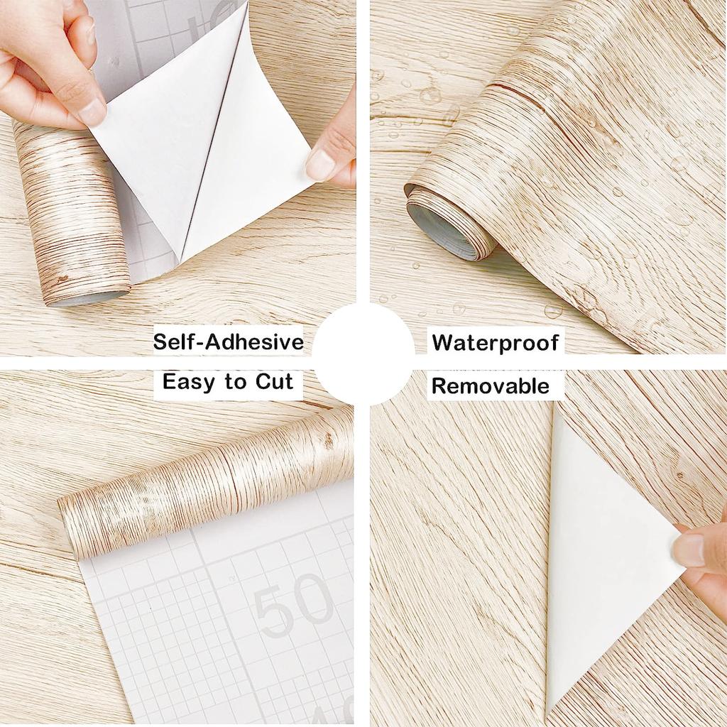 Бумага для декора дерева шириной 40 см для мебели, водонепроницаемая виниловая наклейка на стену, самоклеящиеся ПВХ обои, наклейка на дверцу кухонного шкафа