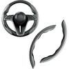 Carbon Fiber Steering Wheel Cover, 3-Piece Set Anti-Skid Comfortable Grip Segmented Butterfly Design, Easy Snap-On Tallation Universal Fit 99% Cars,