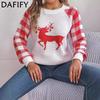 Women's Fashion Casual Fall Winter Solid Color Print Long Sleeve O-Neck Sweaters
