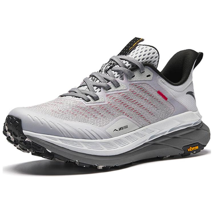 Anta Kunlun амортизирующие нескользящие низкие кроссовки для бега мужские кроссовки серо-красные 112425510-2