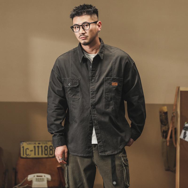 Мужская рубашка American Retro Tooling с длинными рукавами, свободная куртка Tough Guy Hunting Coach, куртка из чистого хлопка