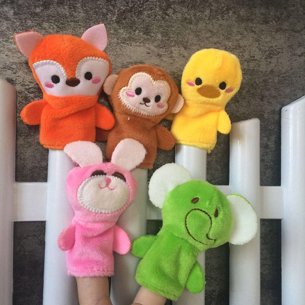 10pcs Cartoon Biological Animal Finger Puppet Storytelling Hand Puppet Plush Toys Baby Bedtime Story Favor Dolls Funny Kids Gift
