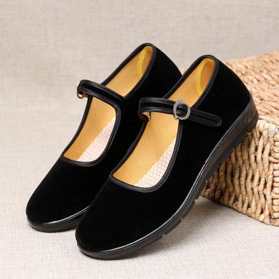 Упакованные в коробку старые пекинские матерчатые туфли сверхлегкие полиуретановые туфли для рабочего этикета в отеле нескользящие черные матерчатые туфли