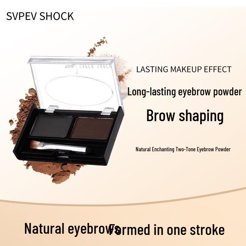Водостойкий и потостойкий карандаш для бровей с кремовыми тенями и кисточкой - Не скатывается, Натуральный, Двухцветный