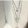 Fashion Silver Shiny Flash Butterfly Double Layer O Chain Necklaces Wedding Party Jewelry for Women