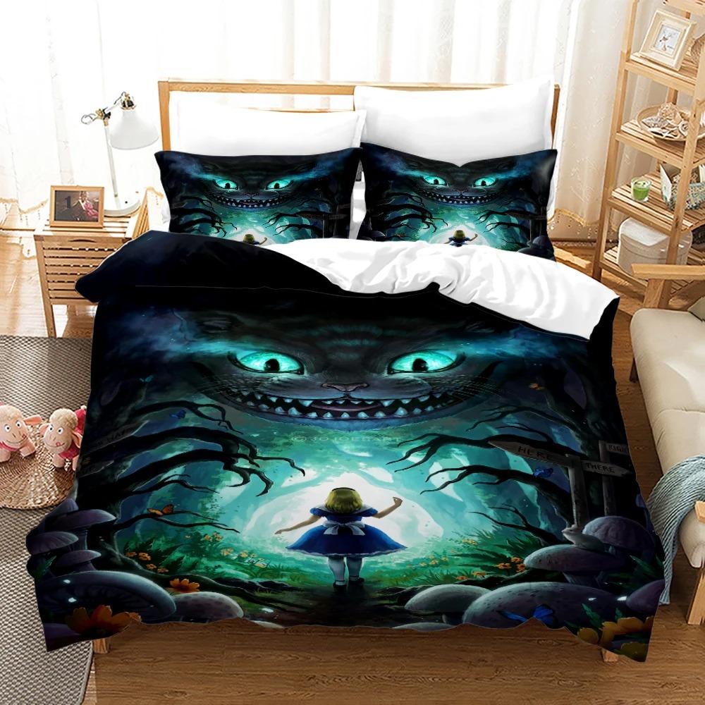 Anime Monster Bedding Collection Single Twin Full Queen King Size Animal Tag Lion Wolf Bed Collection Adult Kid Bedroom Duvetcover Collection