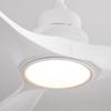 60-inch ceiling fan in white, three-blade, wood propeller blades, remote control, 3CCT, Reversible DC Motor, Six Speed Settings, and Power-Off Memory
