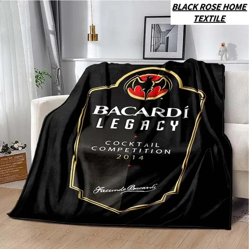 Fashionable Art Print Bacardi Rum Logo Blanket Family Bedroom Bed Sheet Outdoor Car Travel Camping Picnic Plush Sleeping Blanket