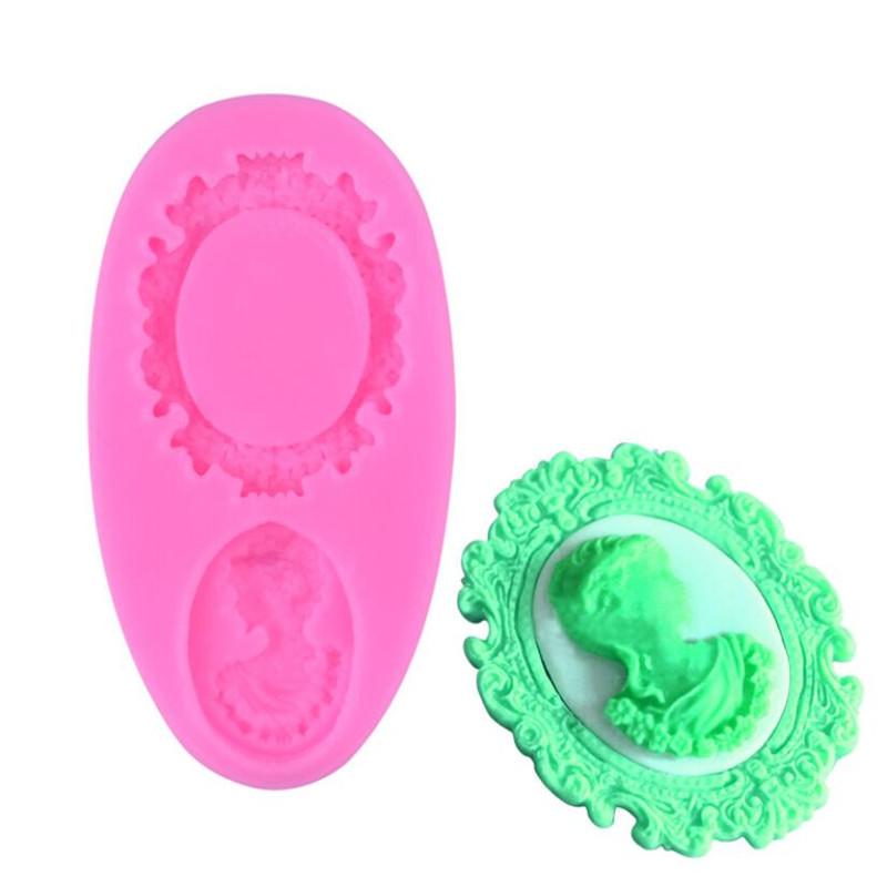 Oval Cameo & Oval Frame Fondant Mold Miniature Frame Silicone Mirror Sugar Fondant Cake Decorating Tools Baking Silicone