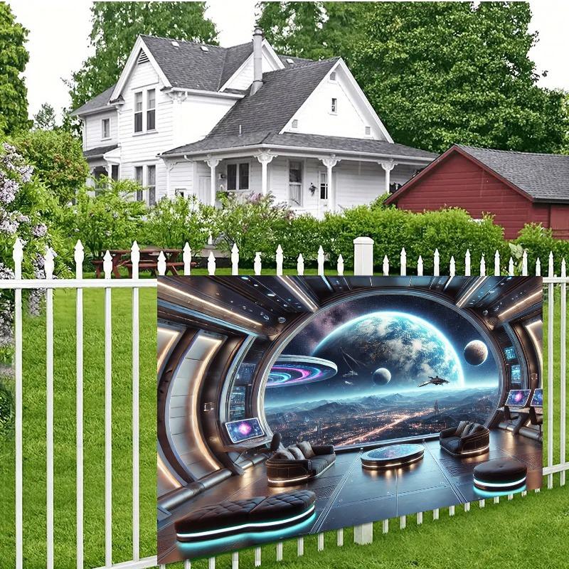 Футуристический космический салон Гобелен: Галактический Жизненный ОпытТкань для фона настенного декора, спальня комната домашний декор