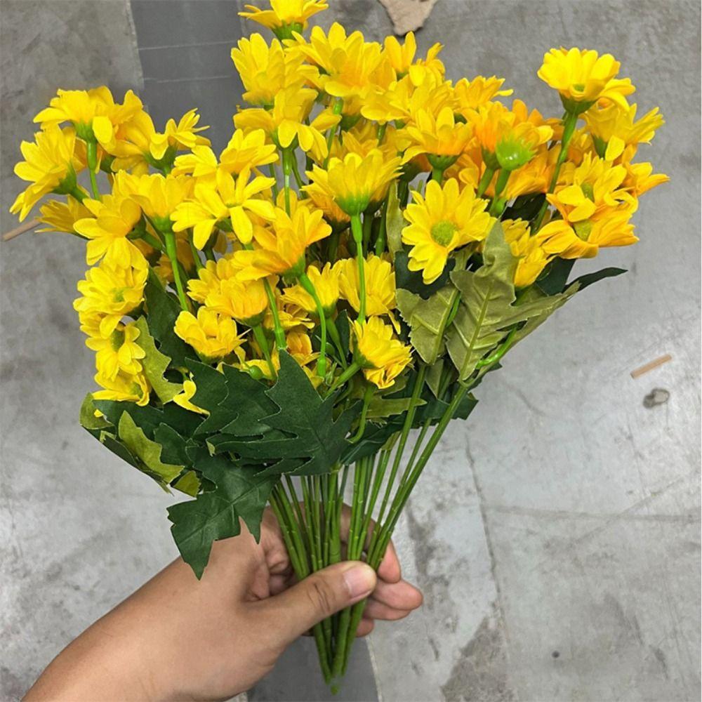 21 Heads Artificial Outdoor Sunset Mums Flowers Multicolor Simulated Flower for Party Supplies