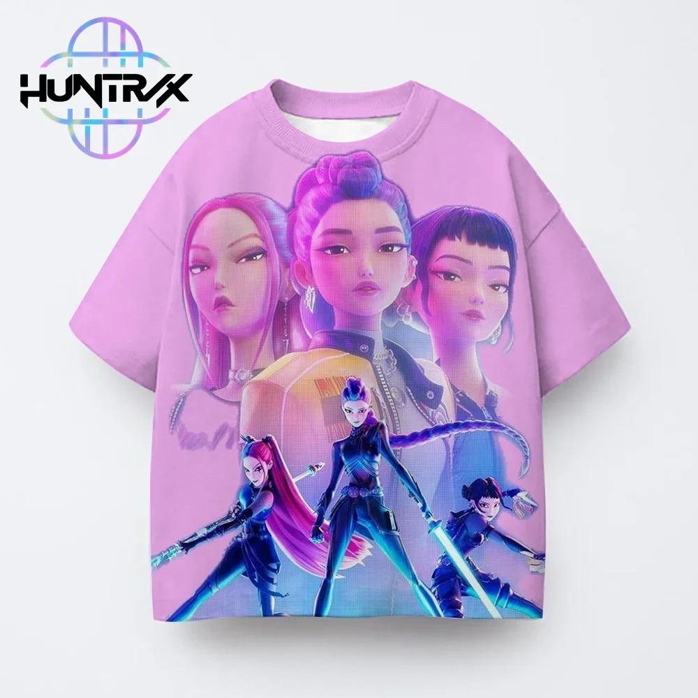 Kpop Demon Hunters Children 3D Print Boy T-shirt Street Casual Harajuku Animation Girl Group Short-sleeve Clothing Top Summer