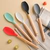 Long Wooden Handle Fondant Cake Spatula Silicone Cream Butter Baking Scraper Kitchen Biscuit Pastry Blenders Batter Flour Mixer