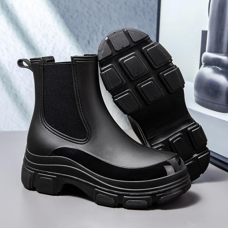 Women's Elastic Band New Martin Rain Boots Platform Plastic Waterproof Outdoor Work Shoes Kitchen Overshoes
