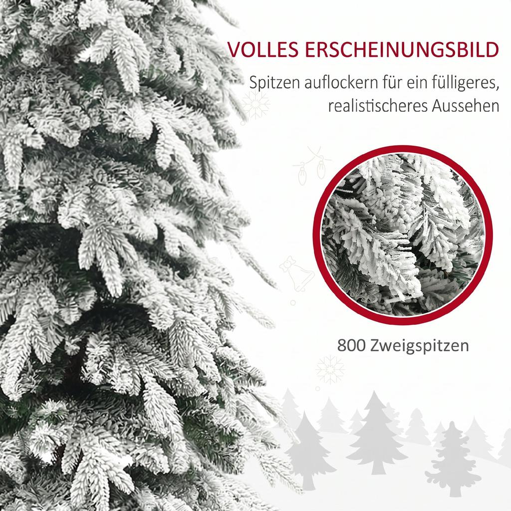 Artificial Christmas tree 210 cm, looks like a real tree with 800 dense branches, artificial snow, car opening