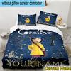 3pcs Custom Name Mystery Coraline's World Bedding Set Includes 1 Duvet Cover & 2 Pillowcases for All Seasons Dormitory Home Decor Christmas gifts