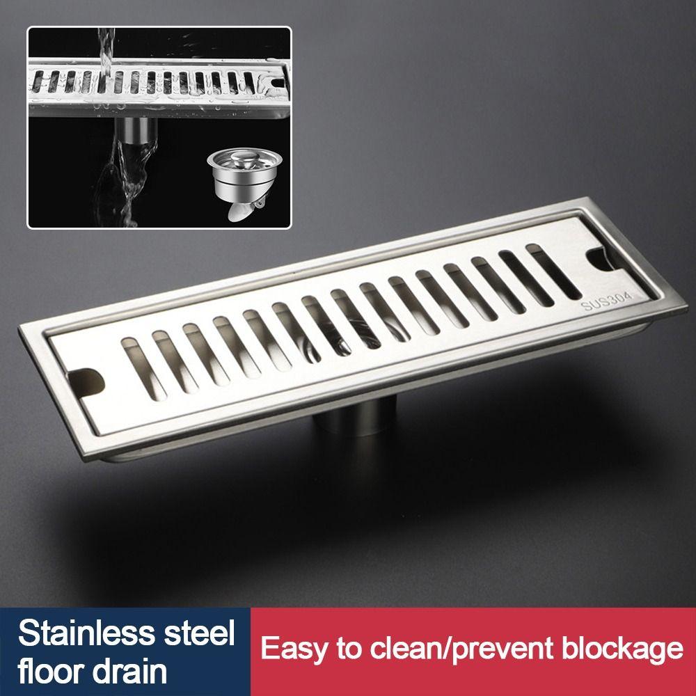 20-50cm Stainless Steel Shower Floor Drain with Strainer Cover Drain Filter Linear Floor Drain