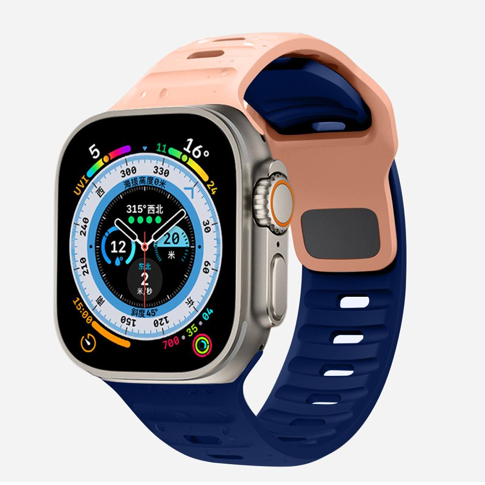 Спортивный ремешок для Apple Watch Ultra 9 8 7 6 SE 5, мягкий силиконовый легкий браслет-ремешок для iWatch 38 мм, 40 мм, 42 мм, 44 мм, 45 мм, 49 мм