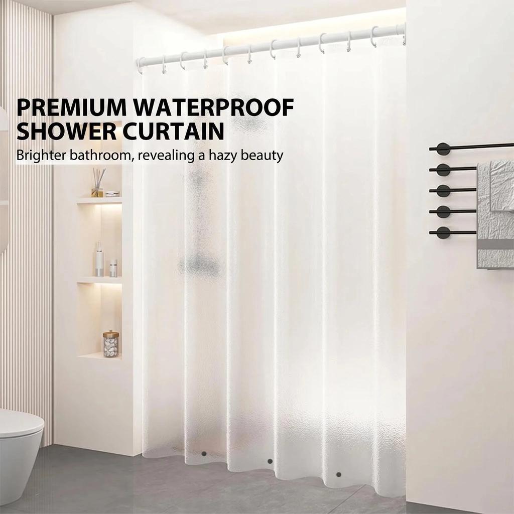 Silk Textured Translucent Waterproof Shower Curtain Liner Bathroom Bathing Cover Home Decor