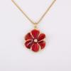 Nidin Hot Sale Enamel Rose Red/Pink Flower Charm Pendant Necklace For Women Girls Fashion Elegant Aesthetic Jewelry Accessories