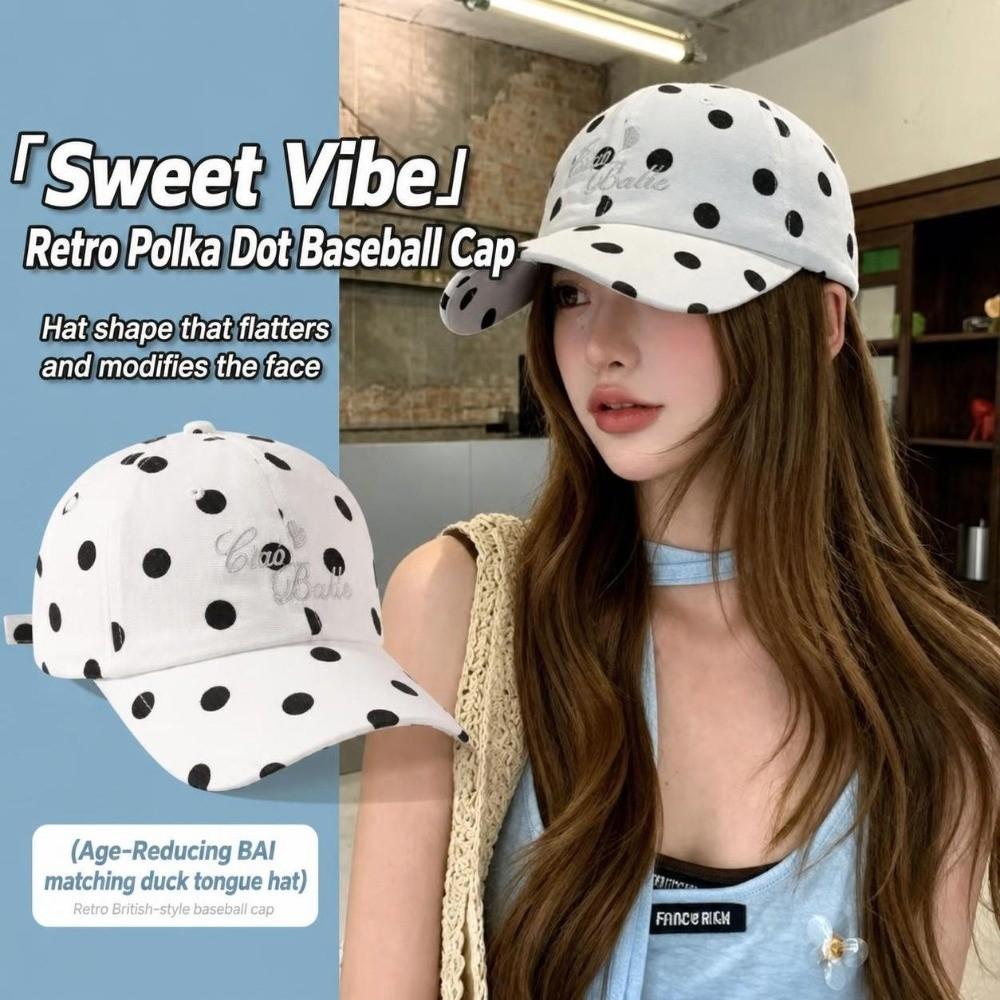 Polka Dot Baseball Cap Adjustable Sun Hat Fashion Peaked Cap for Women