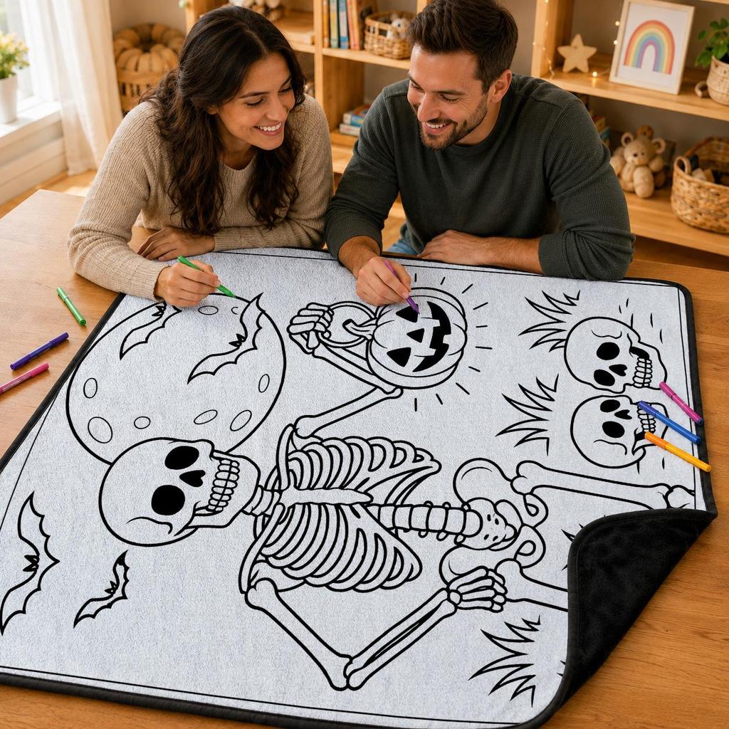 Halloween DIY Coloring Blanket for Kids - Parent-Child Activity Doodle Blanket