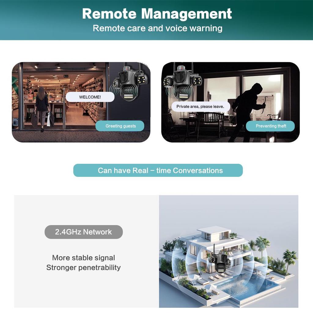 Wireless Cross-Border iCSee Surveillance Camera with Triple Lens for Indoor and Outdoor Use