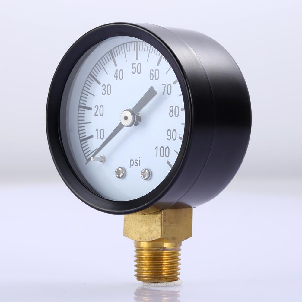 0-100 PSI Hydraulic Tester Manometer 50mm Dial Face Water Pressure Gauge Vacuum Pressure Gauge for Air Water Oil Gas Measurement